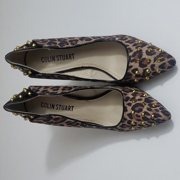 Colin Stuart gold studded leopard heels size 8B black with gold studs - Picture 5 of 10